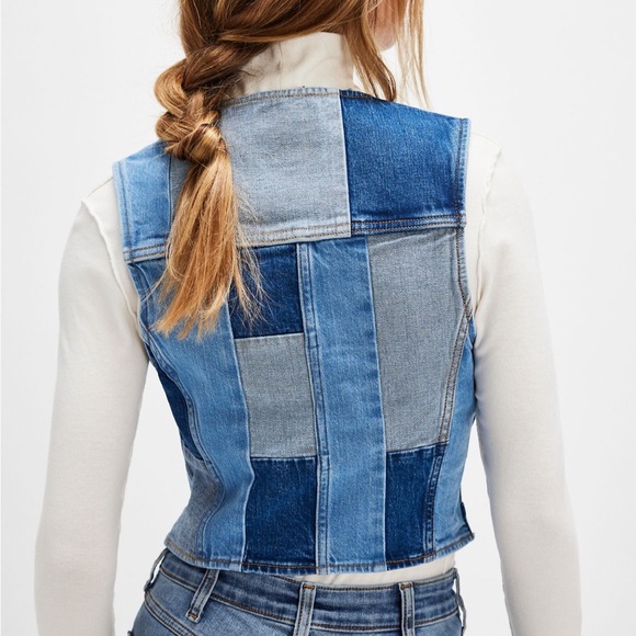 Free people wrangler x Lainey wilson patchwork denim vest - Picture 3 of 3